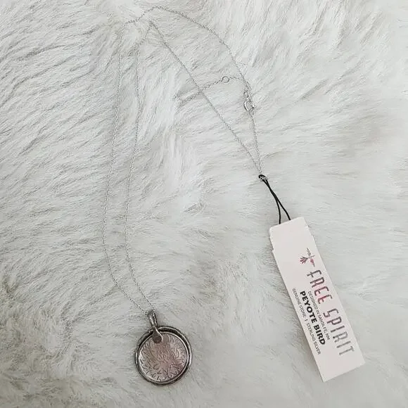 NEW Free Spirit Peyote Bird Silver Chain Necklace Lotus Flower Coin Pendant